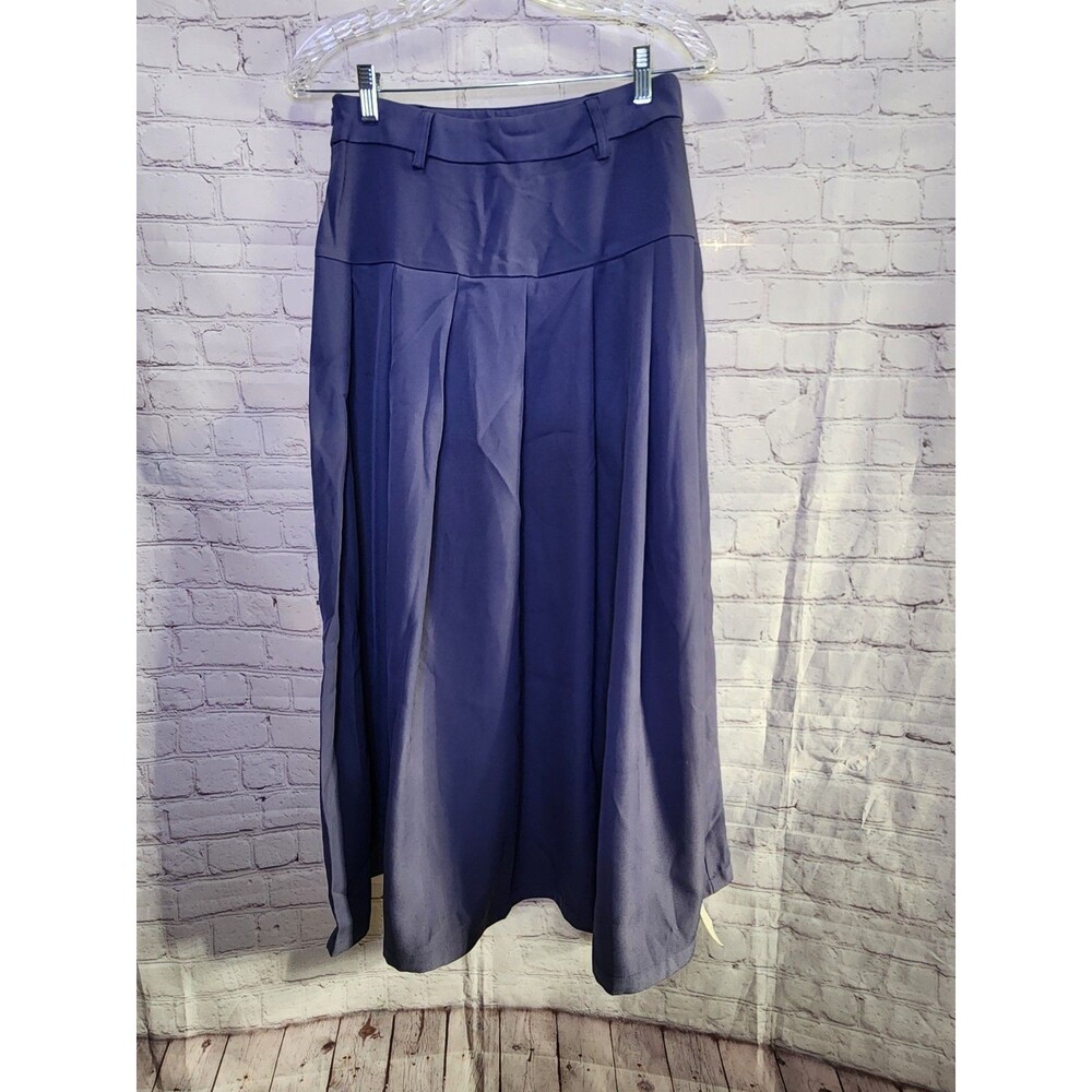 Halara Midi Skirt Womens Small Blue Pleated Belt Loops Side Zip